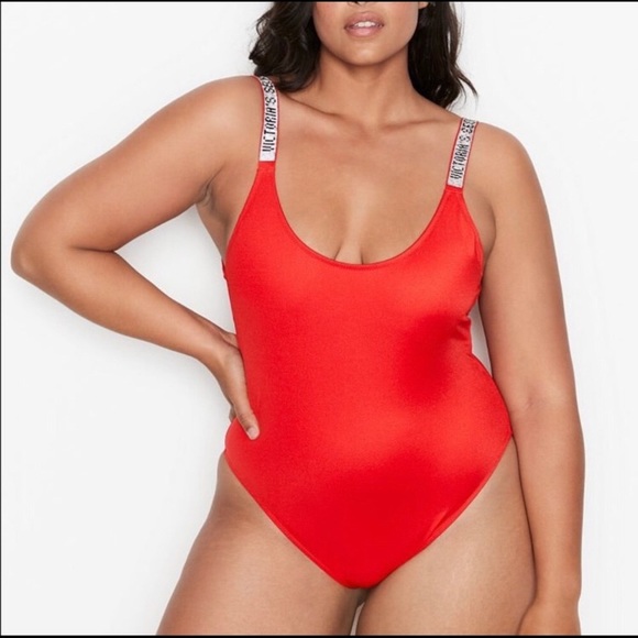 NWT Victoria’s Secret Red Shine Straps Swimsuit, S - Picture 3 of 5